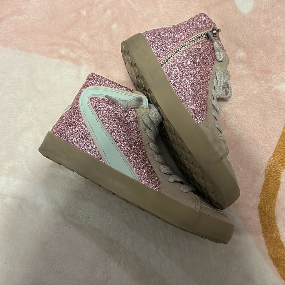 Pink Glitter High-Top Sneakers